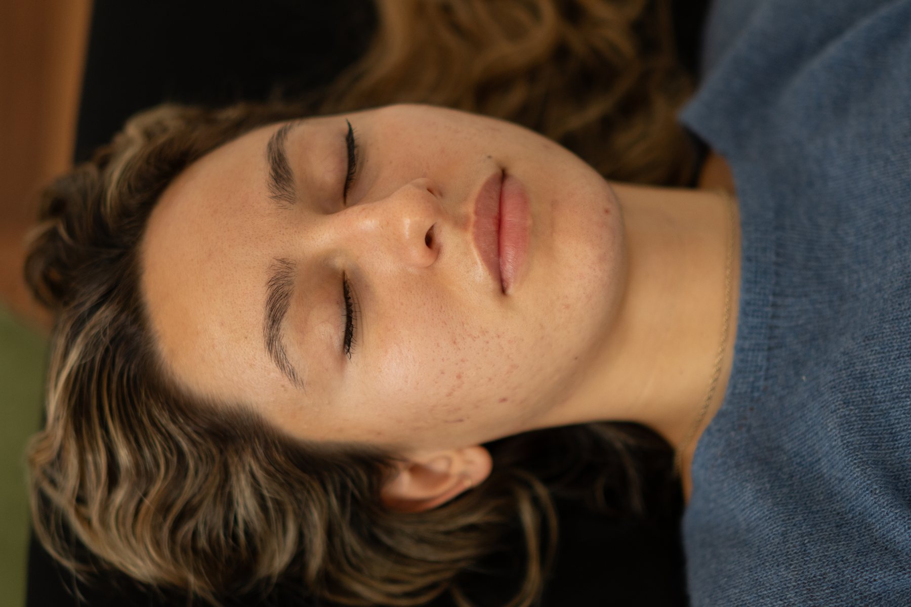 Participant in a moment of rest during bodywork